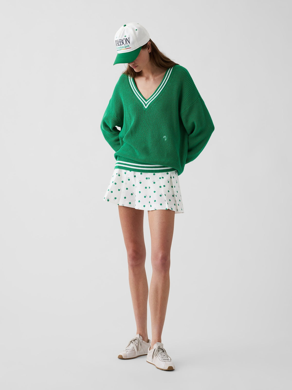 Yeşil Gap × Malbon %100 Pamuk Oversized Kazak