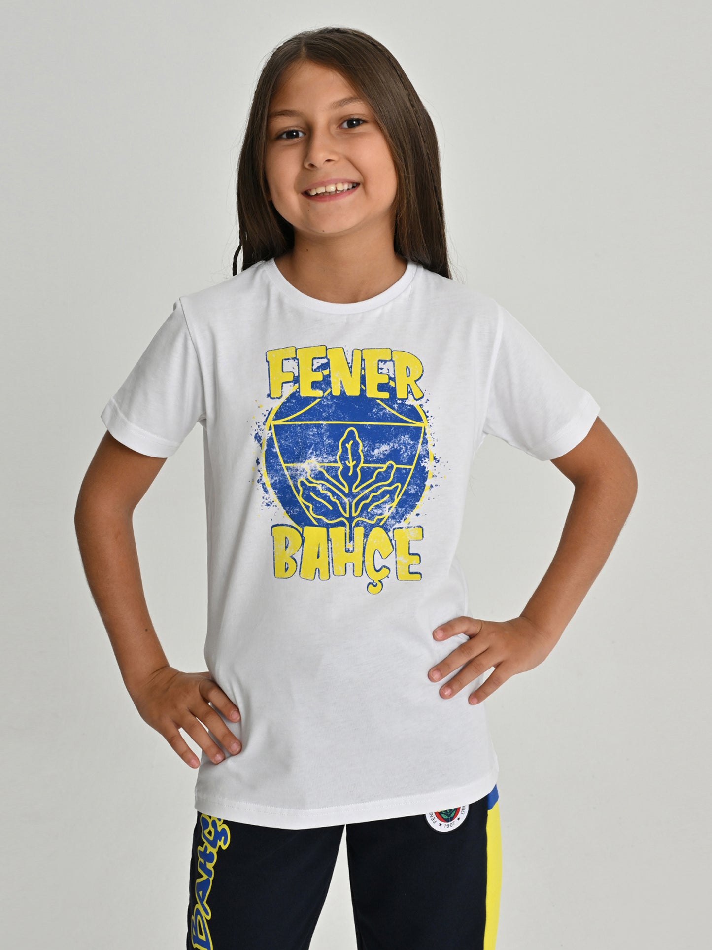 Fenerbahçe Beyaz Tribün Sarı Lacivert Fb Çocuk Tshirt