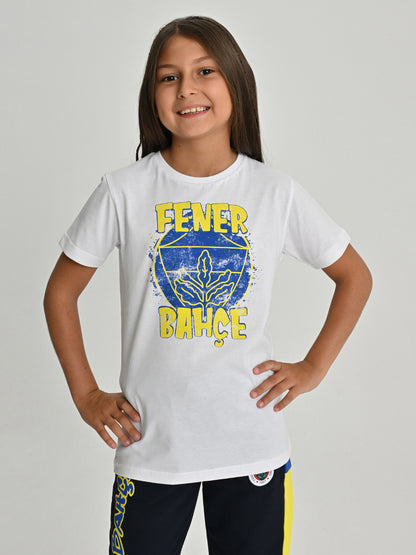 Fenerbahçe Beyaz Tribün Sarı Lacivert Fb Çocuk Tshirt