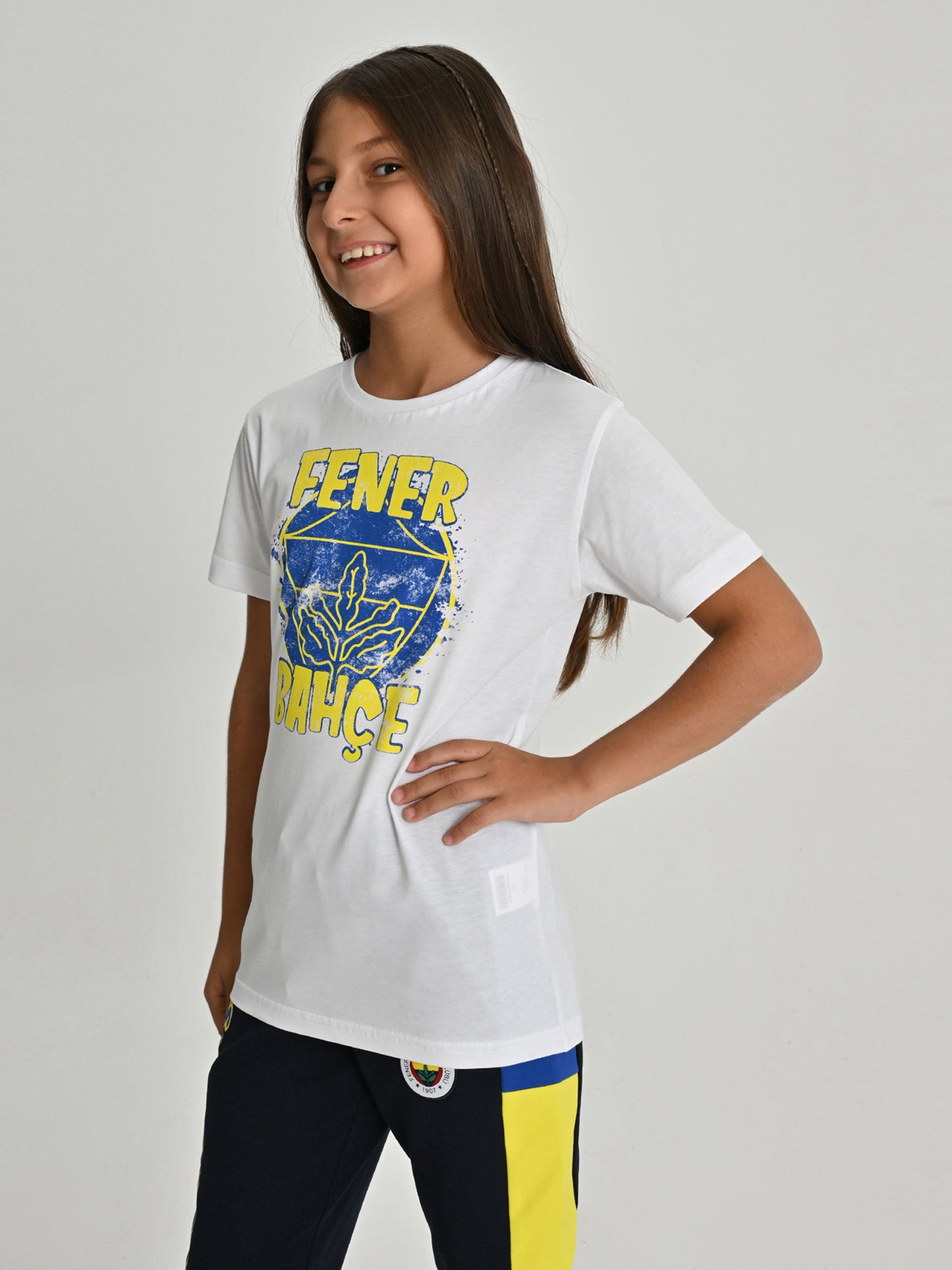 Fenerbahçe Beyaz Tribün Sarı Lacivert Fb Çocuk Tshirt