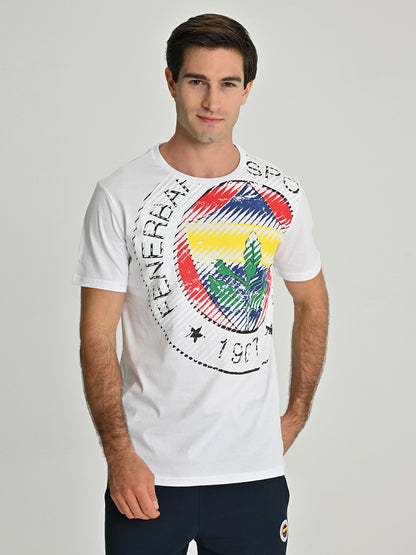 Fenerbahçe Beyaz Tribün 6 Renk Logolu Erkek Tshirt