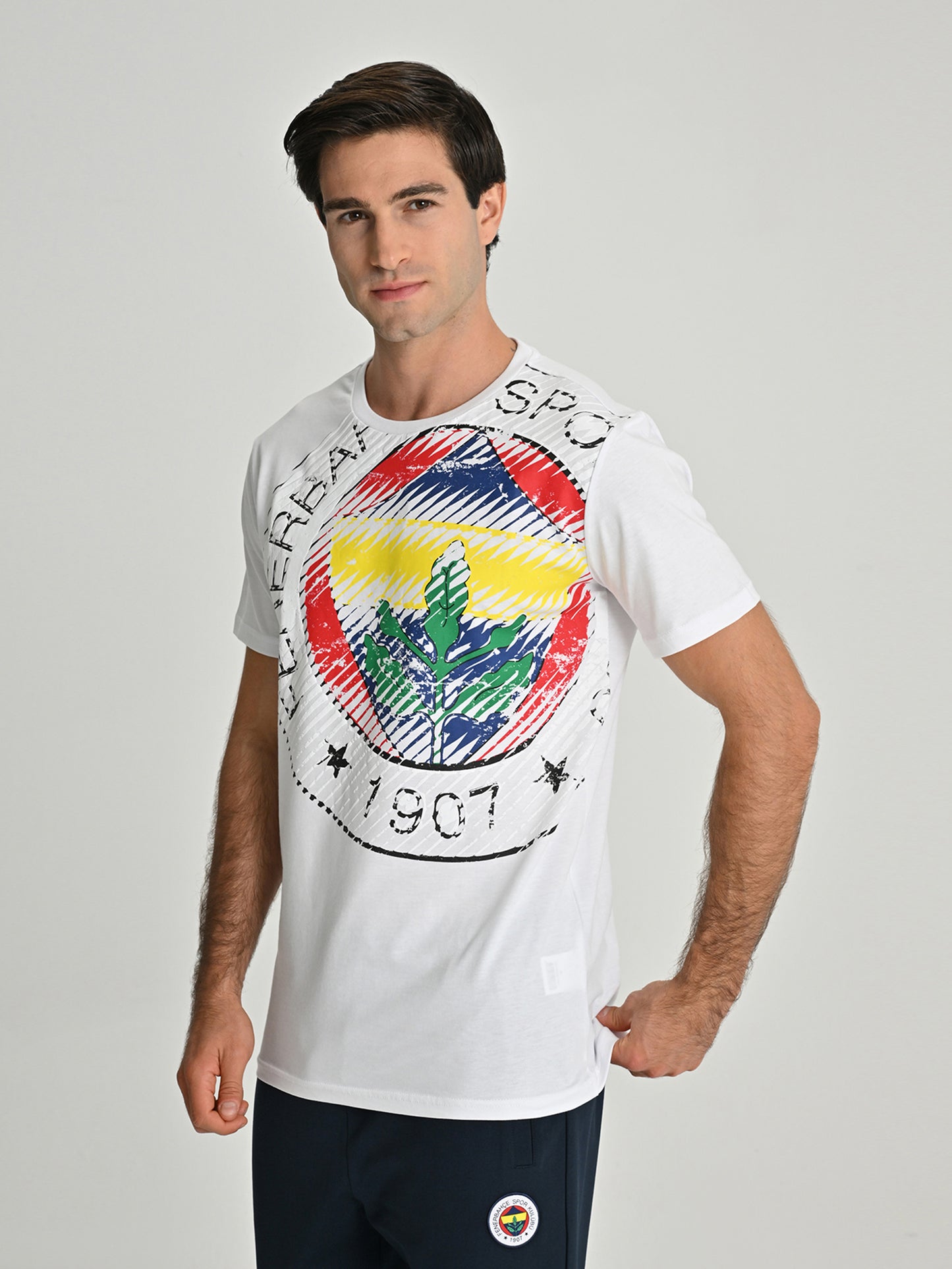 Fenerbahçe Beyaz Tribün 6 Renk Logolu Erkek Tshirt