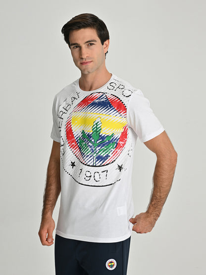 Fenerbahçe Beyaz Tribün 6 Renk Logolu Erkek Tshirt