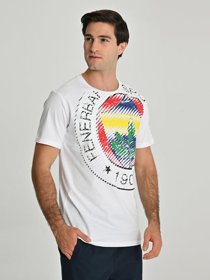 Fenerbahçe Beyaz Tribün 6 Renk Logolu Erkek Tshirt