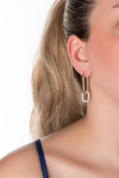 Modern Tasarım 18 Ayar Sarı Altın Kaplama Gümüş Küpe 5150540144