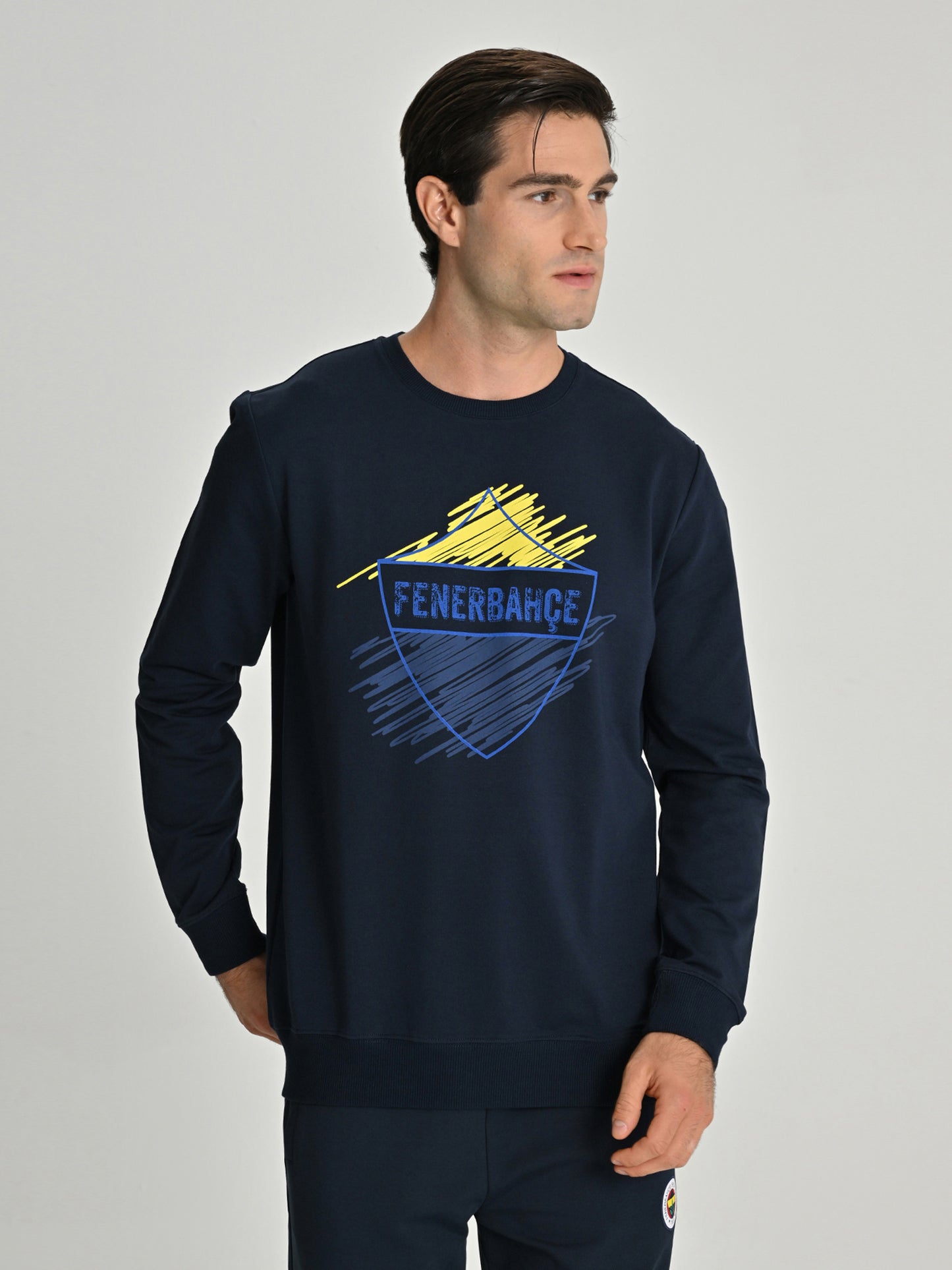 Fenerbahçe Lacivert Tribün Brush Detaylı Erkek Sweatshirt