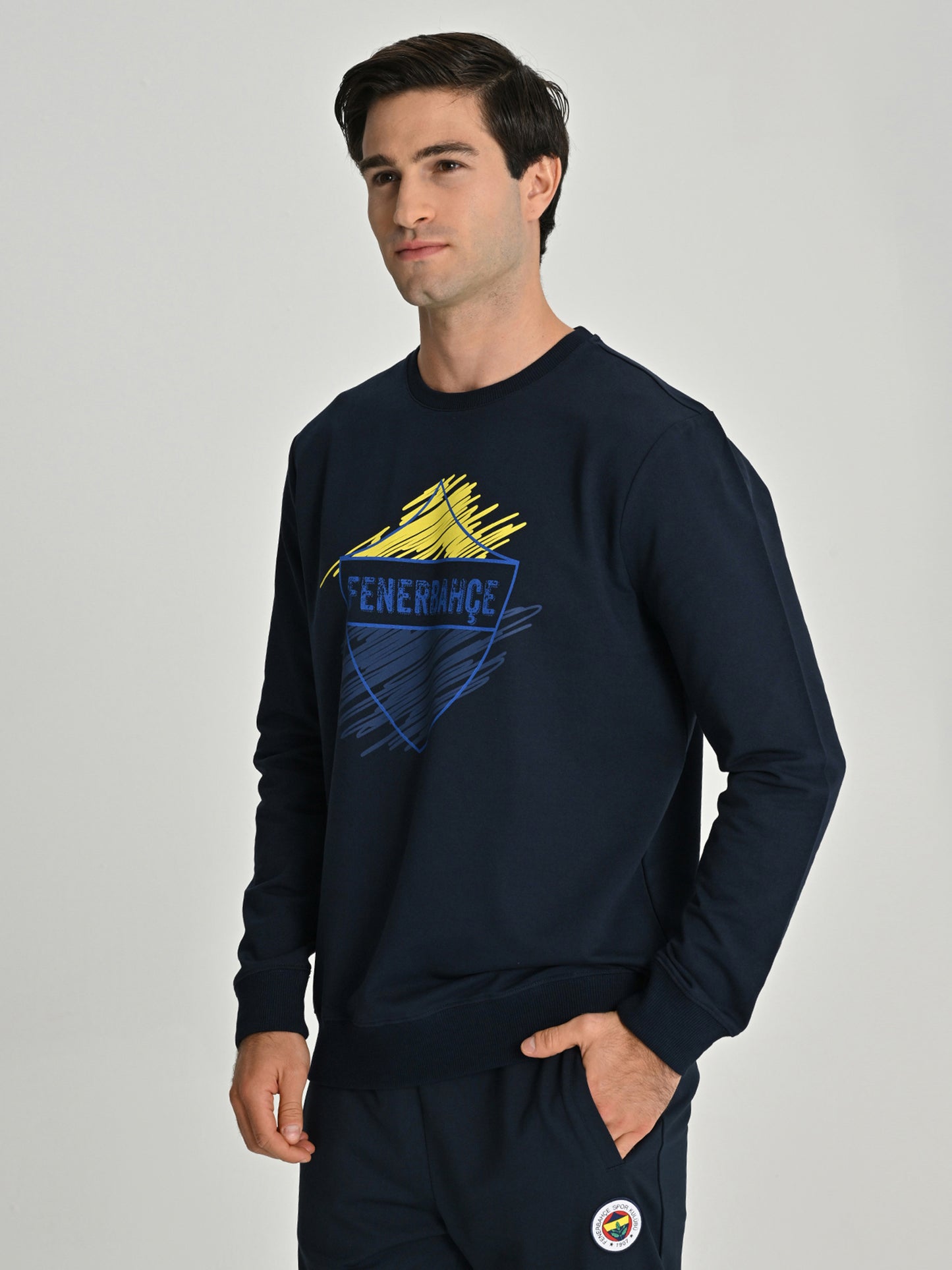 Fenerbahçe Lacivert Tribün Brush Detaylı Erkek Sweatshirt