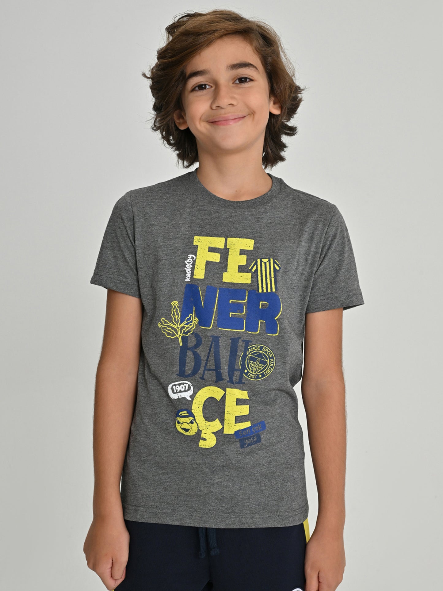 Fenerbahçe Gri Melanj Tribün Fb Çocuk Tshirt