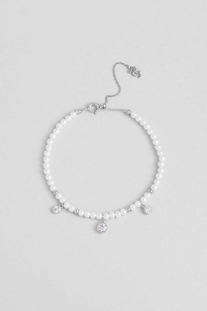 Beyaz Gece 18 Ayar Beyaz Altın Kaplama 20 Cm Gümüş Inci Bileklik 5152966299