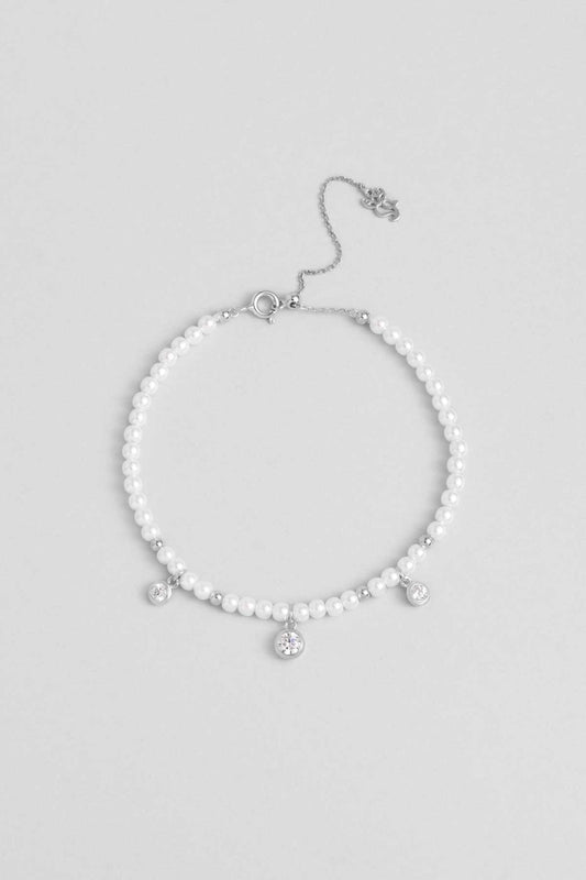 Beyaz Gece 18 Ayar Beyaz Altın Kaplama 20 Cm Gümüş Inci Bileklik 5152966299