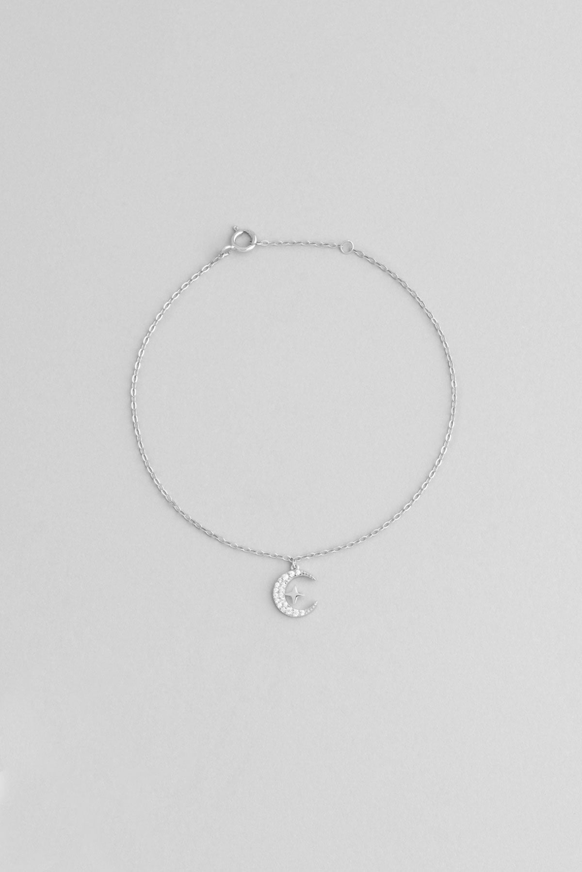 Ay Yıldız Figürlü 18 Ayar Beyaz Altın Kaplama Gümüş Bileklik 5153040199