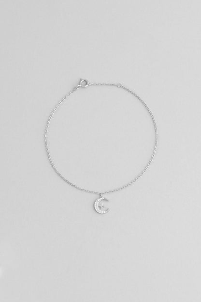 Ay Yıldız Figürlü 18 Ayar Beyaz Altın Kaplama Gümüş Bileklik 5153040199