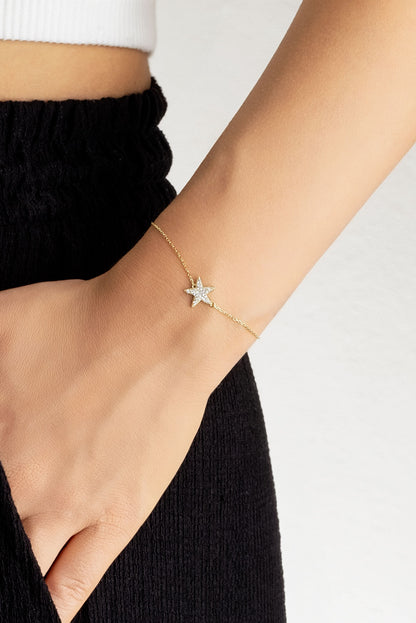 Deniz Yıldızı 18 Ayar Sarı Altın Kaplama 18 Cm Gümüş Bileklik 5153130144