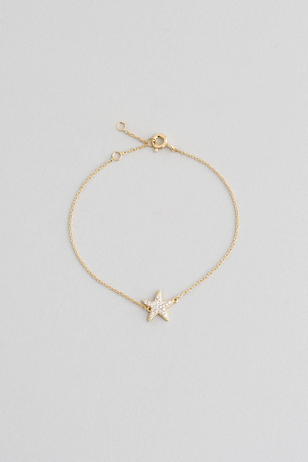 Deniz Yıldızı 18 Ayar Sarı Altın Kaplama 18 Cm Gümüş Bileklik 5153130144