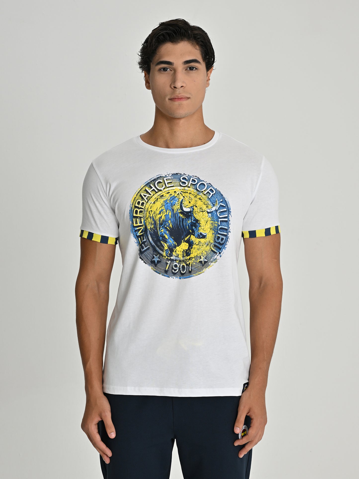 Fenerbahçe Beyaz Tribün Boğalı Logo Erkek Tshirt