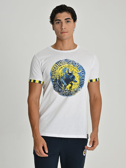 Fenerbahçe Beyaz Tribün Boğalı Logo Erkek Tshirt