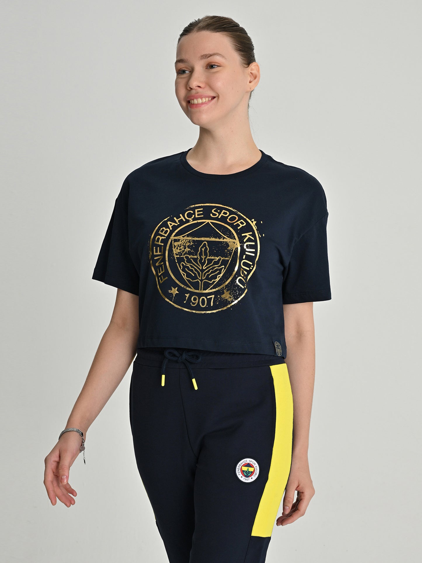 Fenerbahçe Lacivert Tribün Gold Logolu Kadın Tshirt