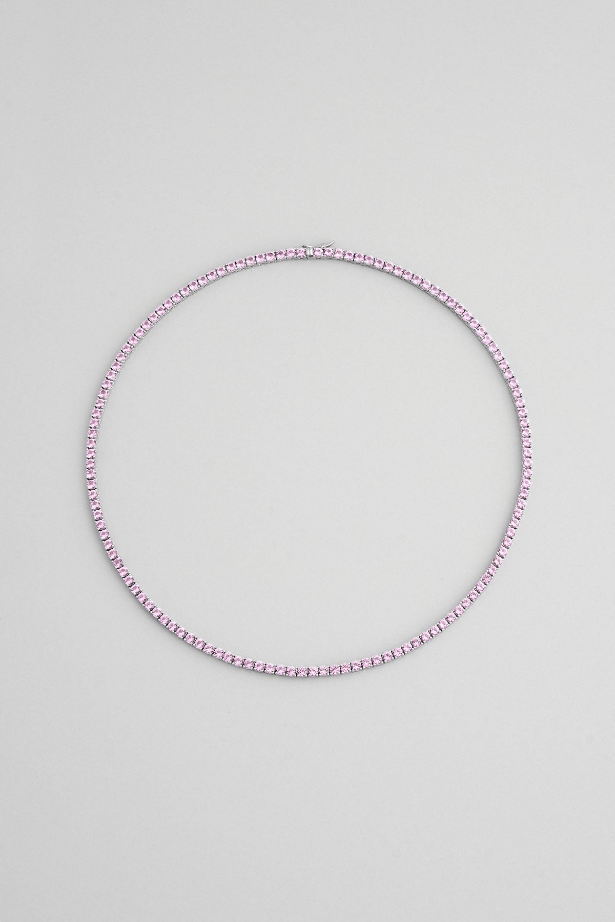 Pembe Taşlı 18 Ayar Beyaz Altın Kaplama 42 Cm Gümüş Su Yolu Kolye 5154130399