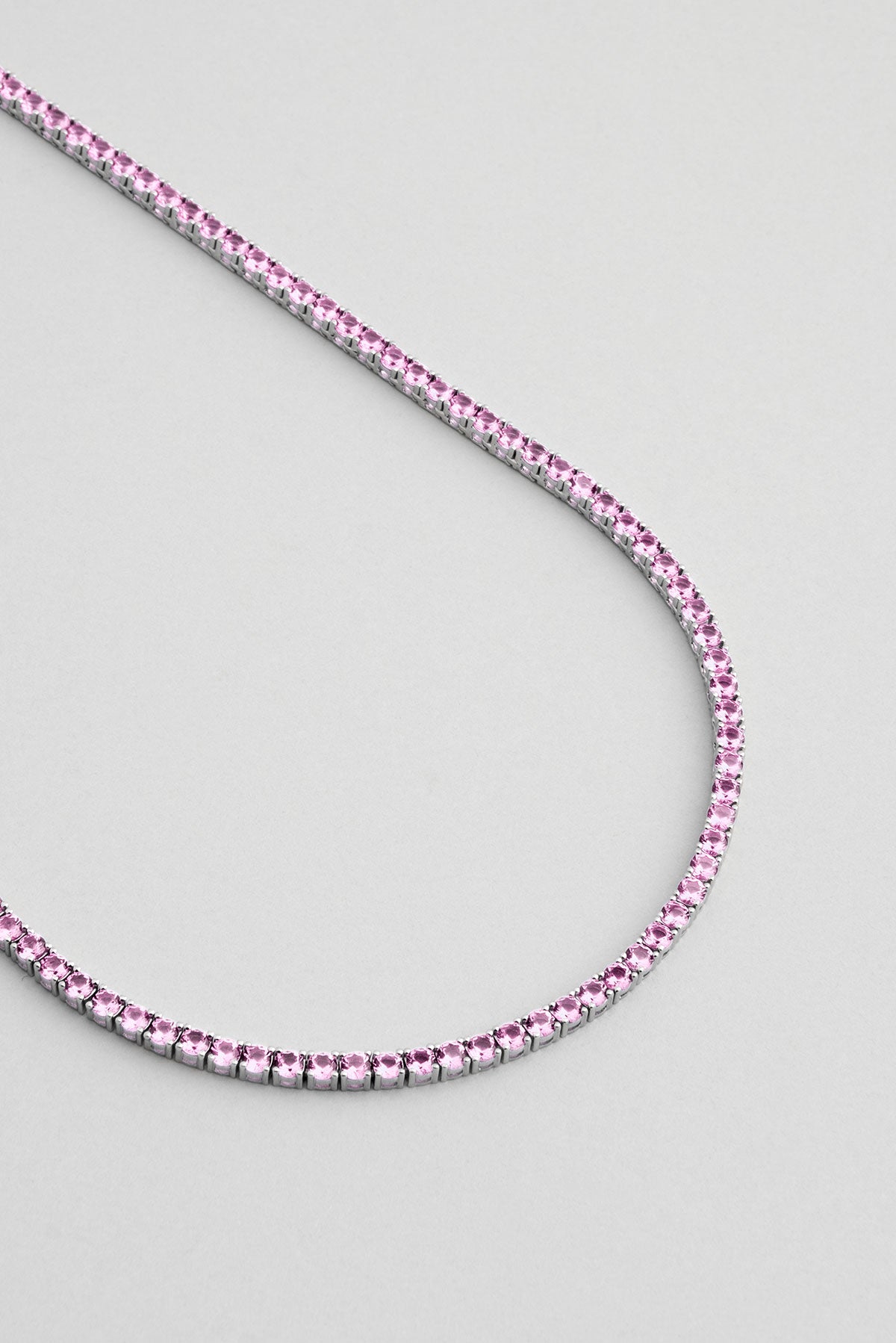 Pembe Taşlı 18 Ayar Beyaz Altın Kaplama 42 Cm Gümüş Su Yolu Kolye 5154130399