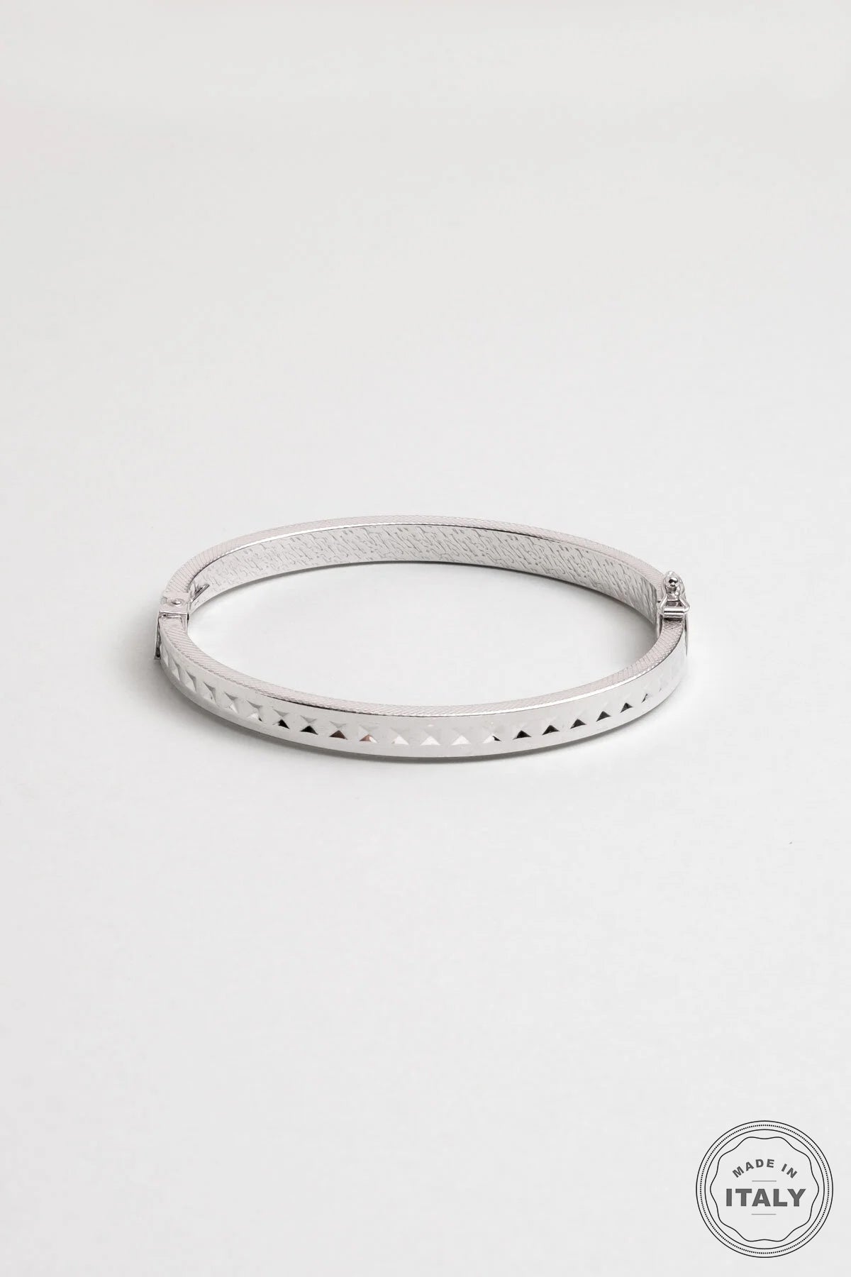 Italyan Tasarım 18 Ayar Beyaz Altın Kaplama Gümüş Kelepçe Bileklik 5154489999