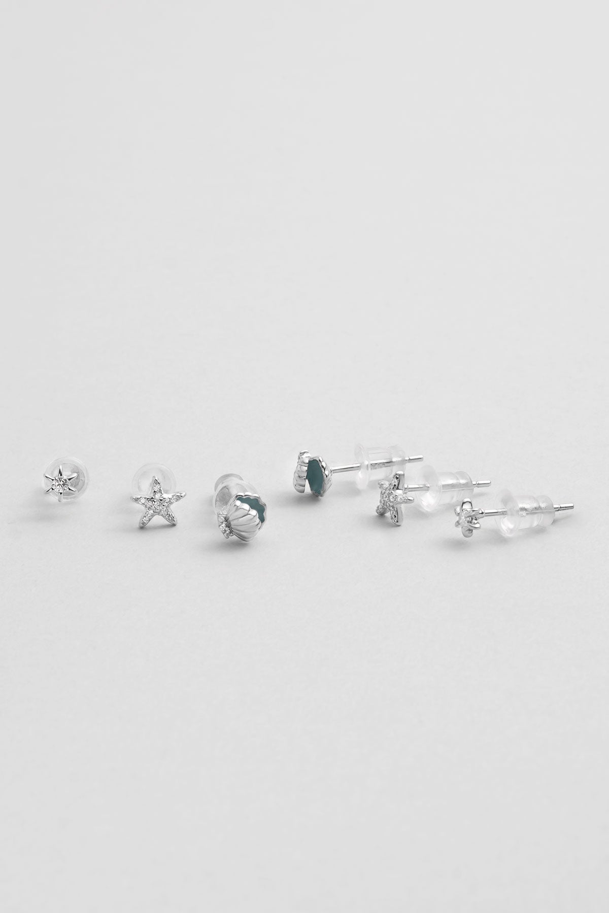 Deniz Ikonları 18 Ayar Beyaz Altın Kaplama Gümüş Çoklu Küpe 5154990199