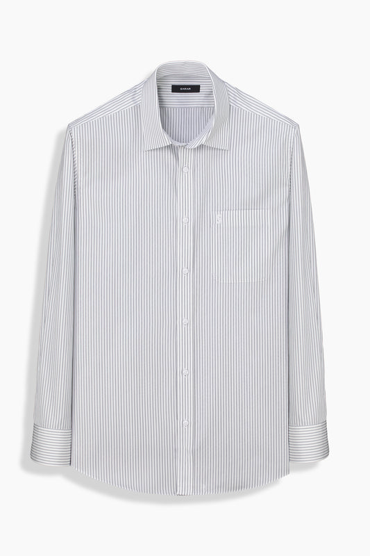 Elvio Çizgili Siyah Gömlek