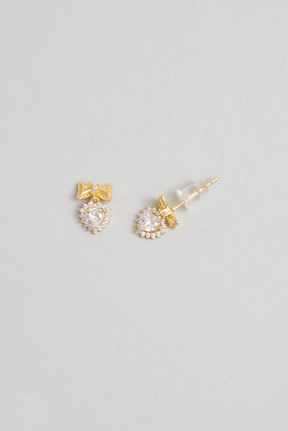 Fiyonklu Kalp 18 Ayar Sarı Altın Kaplama Gümüş Küpe 5155230144