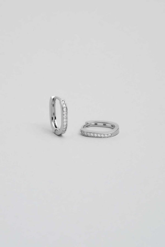 Beyaz Taşlı 18 Ayar Beyaz Altın Kaplama Gümüş Halka Küpe 5155260199