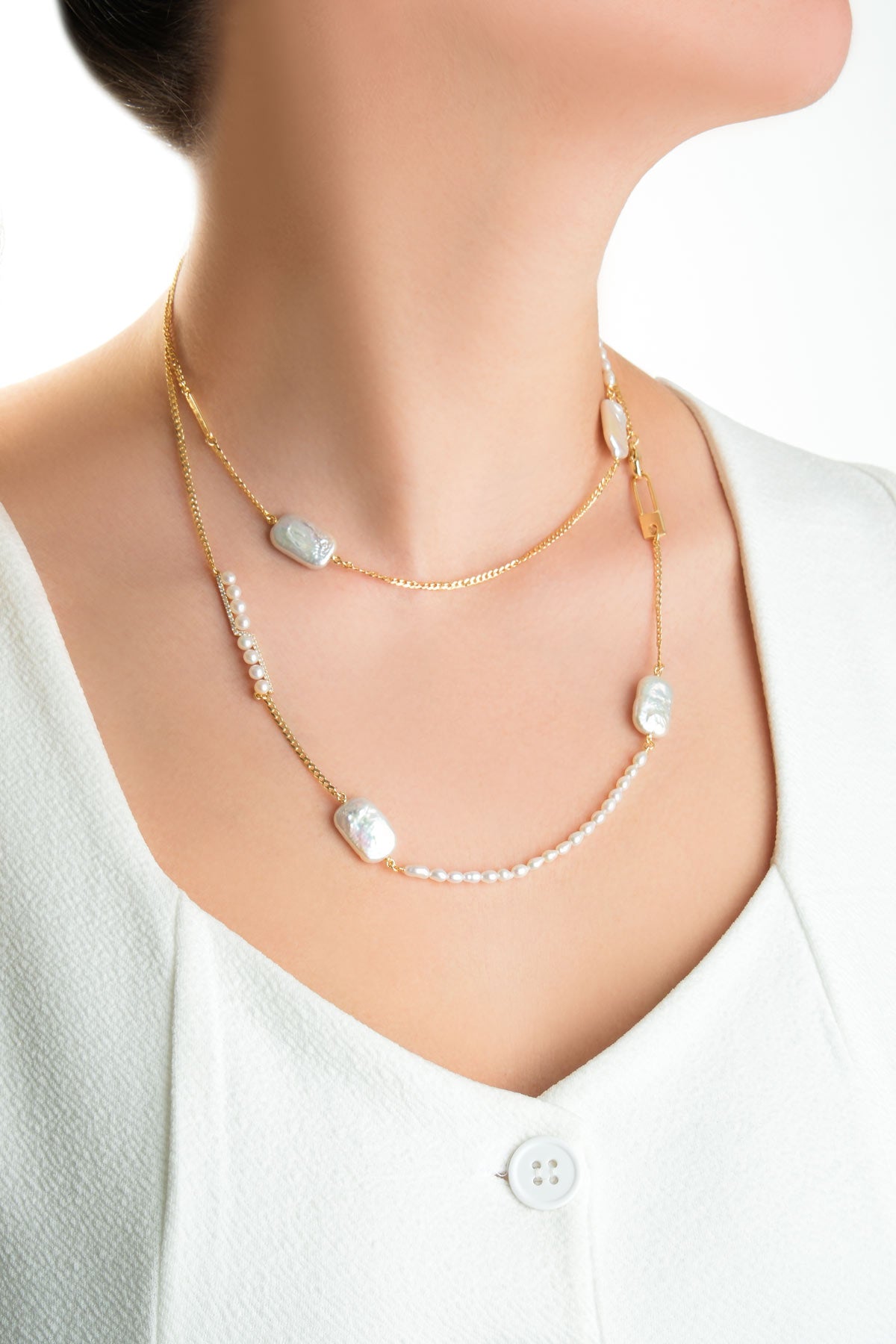 Ikonik 18 Ayar Sarı Altın Kaplama 95 Cm Gümüş Inci Kolye 5157206244