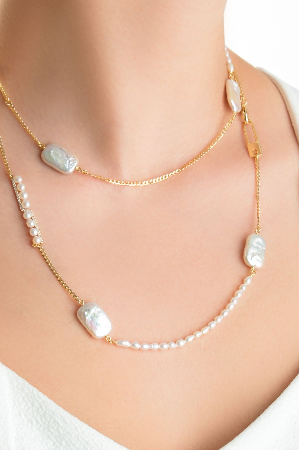 Ikonik 18 Ayar Sarı Altın Kaplama 95 Cm Gümüş Inci Kolye 5157206244