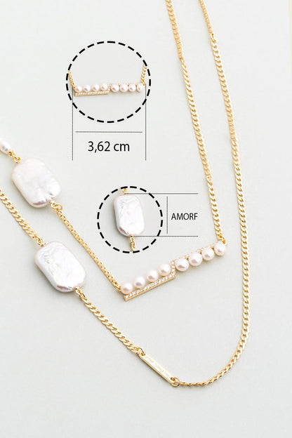 Ikonik 18 Ayar Sarı Altın Kaplama 95 Cm Gümüş Inci Kolye 5157206244