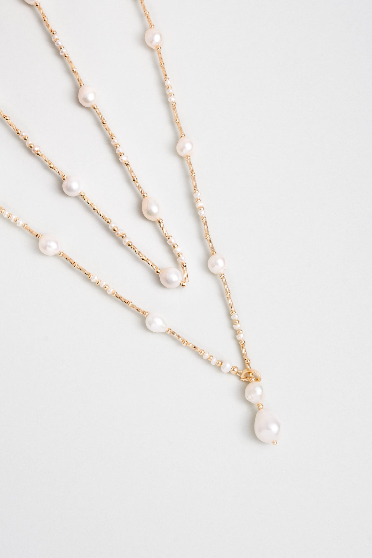 Helen 18 Ayar Sarı Altın Kaplama 50 Cm Gümüş Inci Kolye 5157236244