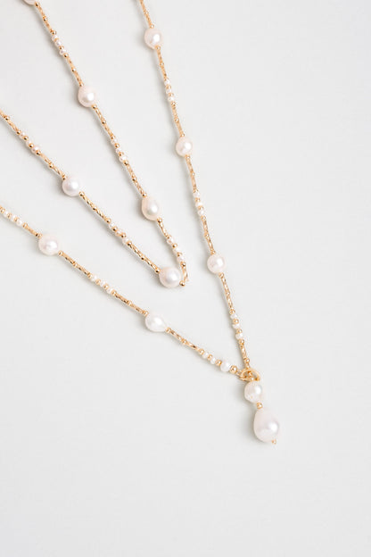 Helen 18 Ayar Sarı Altın Kaplama 50 Cm Gümüş Inci Kolye 5157236244