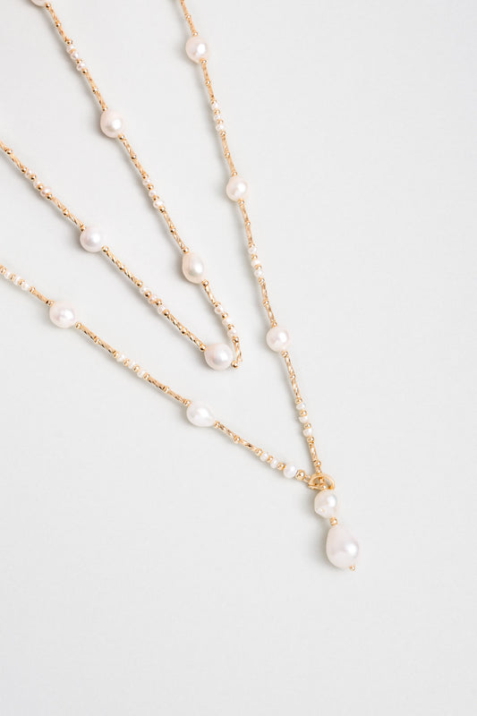 Helen 18 Ayar Sarı Altın Kaplama 50 Cm Gümüş Inci Kolye 5157236244