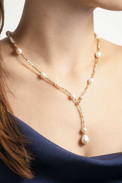 Helen 18 Ayar Sarı Altın Kaplama 50 Cm Gümüş Inci Kolye 5157236244