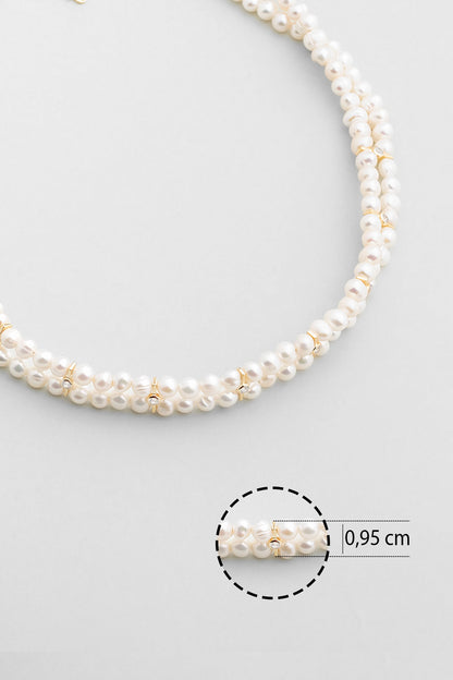 Scarlett 18 Ayar Sarı Altın Kaplama 43 Cm Gümüş Inci Kolye 5157536244