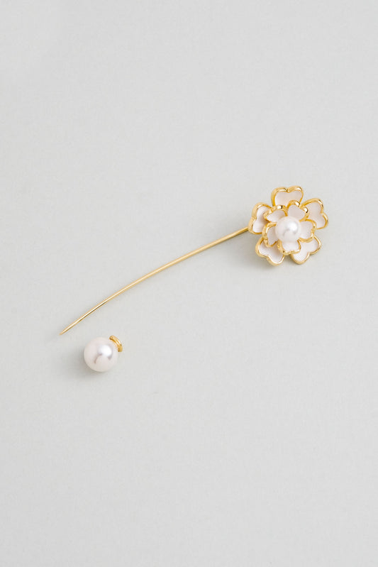 Inci Çiçeği 18 Ayar Sarı Altın Kaplama Gümüş Broş 5158356244