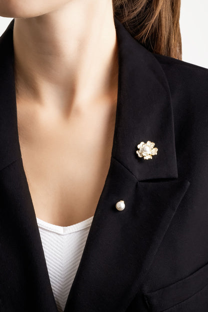 Inci Çiçeği 18 Ayar Sarı Altın Kaplama Gümüş Broş 5158356244