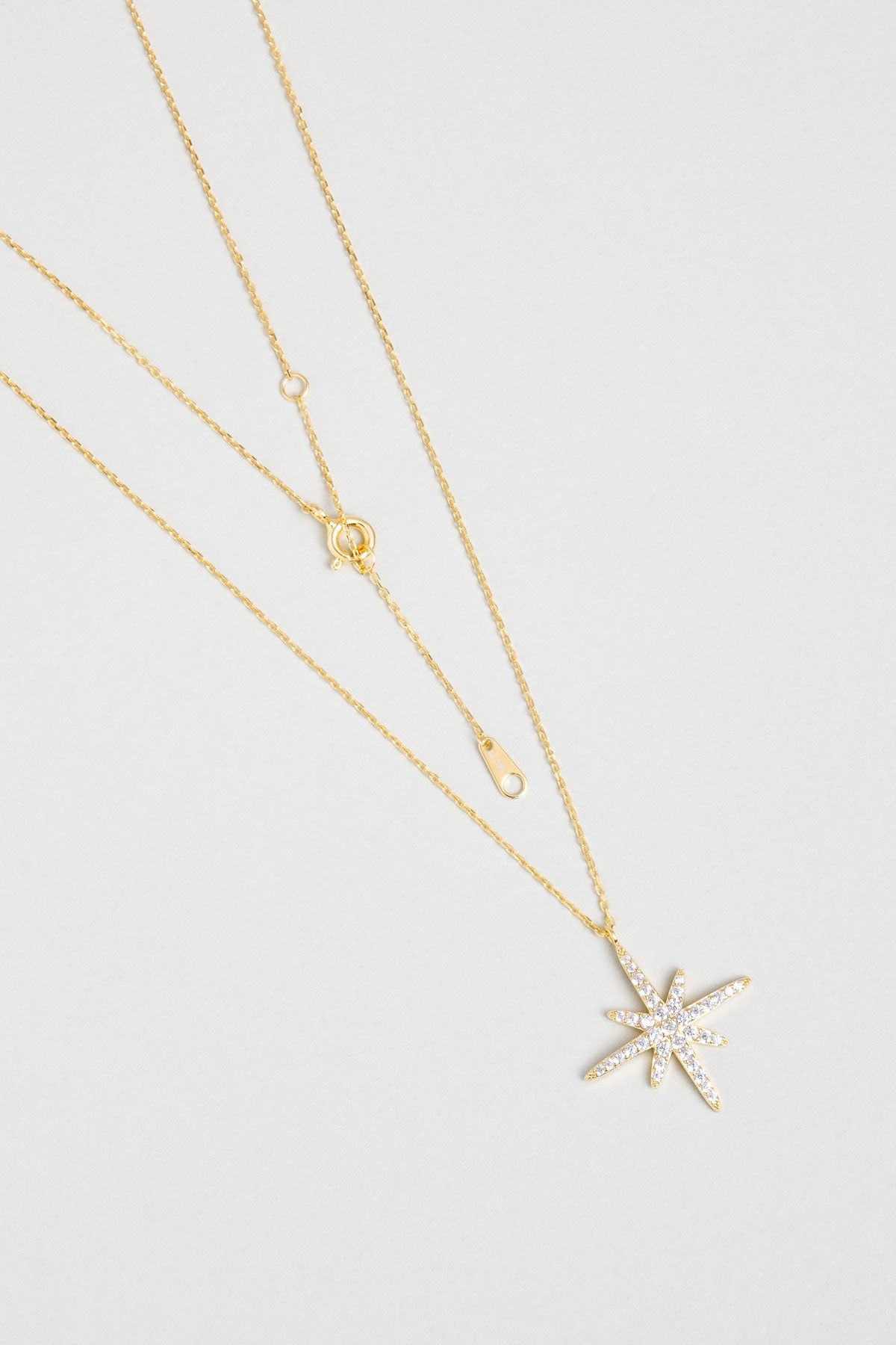 Kutup Yıldızı 18 Ayar Sarı Altın Kaplama 45 Cm Gümüş Kolye 5158460144