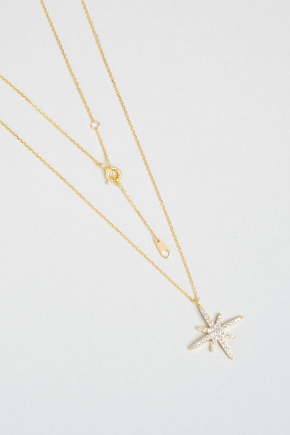 Kutup Yıldızı 18 Ayar Sarı Altın Kaplama 45 Cm Gümüş Kolye 5158460144