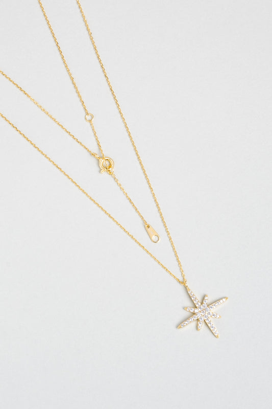 Kutup Yıldızı 18 Ayar Sarı Altın Kaplama 45 Cm Gümüş Kolye 5158460144