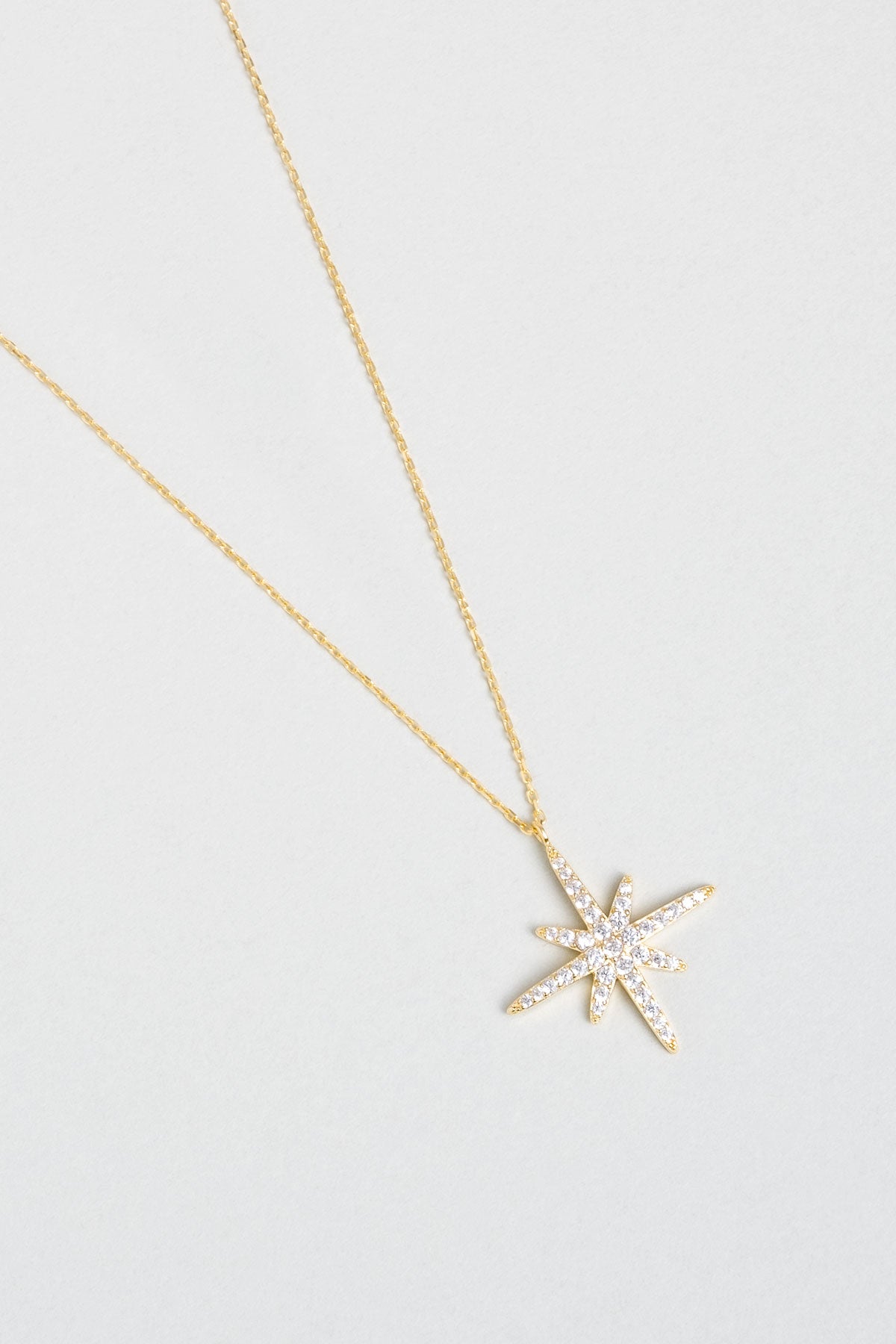 Kutup Yıldızı 18 Ayar Sarı Altın Kaplama 45 Cm Gümüş Kolye 5158460144