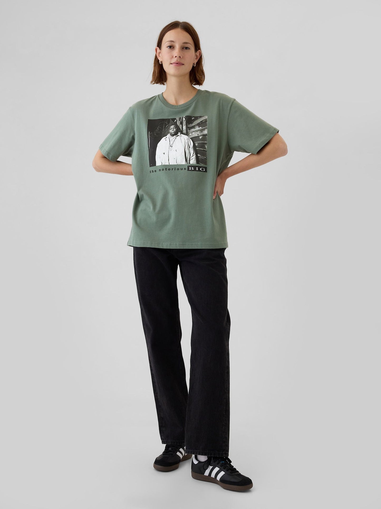 Yeşil Biggie Grafikli T-shirt