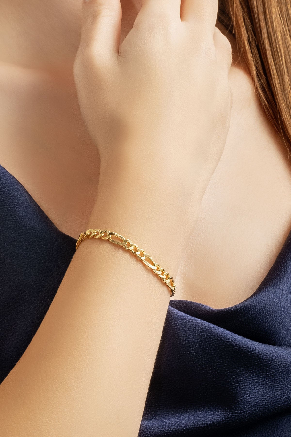 Italyan Tasarım 18 Ayar Sarı Altın Kaplama 21 Cm Gümüş Bileklik 5160404499