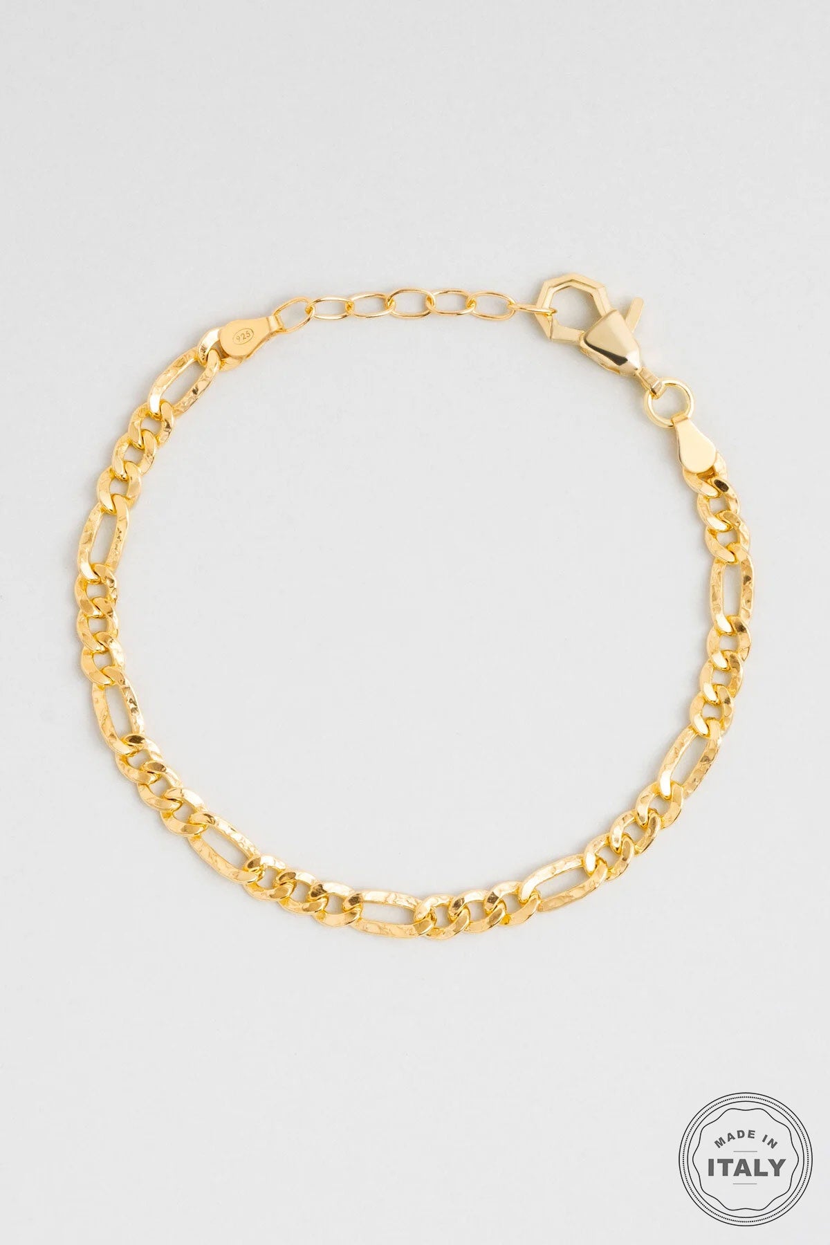 Italyan Tasarım 18 Ayar Sarı Altın Kaplama 21 Cm Gümüş Bileklik 5160404499