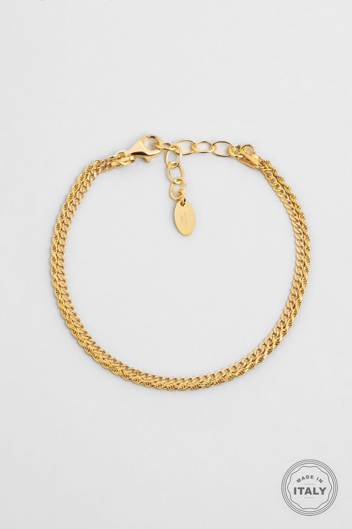 Italyan Elena 18 Ayar Sarı Altın Kaplama 19 Cm Gümüş Bileklik 5160484499