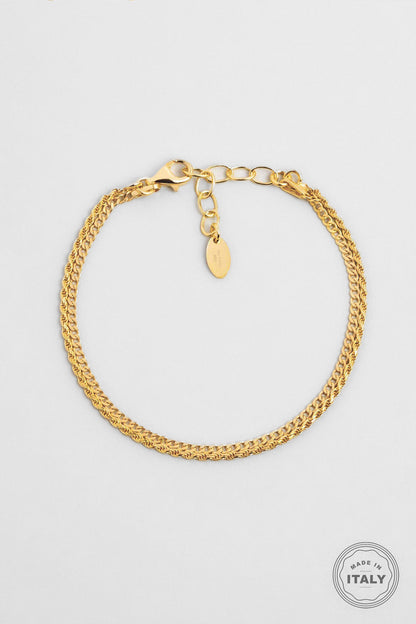 Italyan Elena 18 Ayar Sarı Altın Kaplama 19 Cm Gümüş Bileklik 5160484499