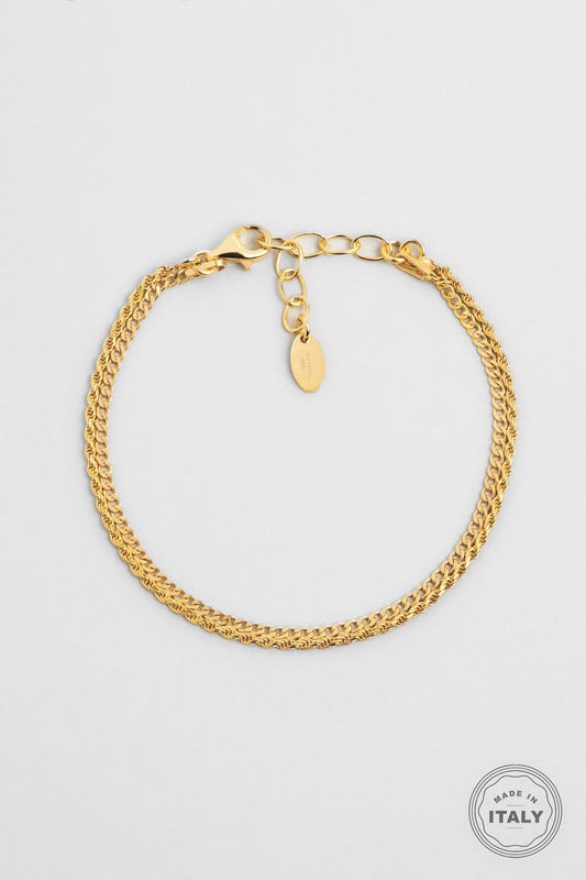 Italyan Elena 18 Ayar Sarı Altın Kaplama 19 Cm Gümüş Bileklik 5160484499