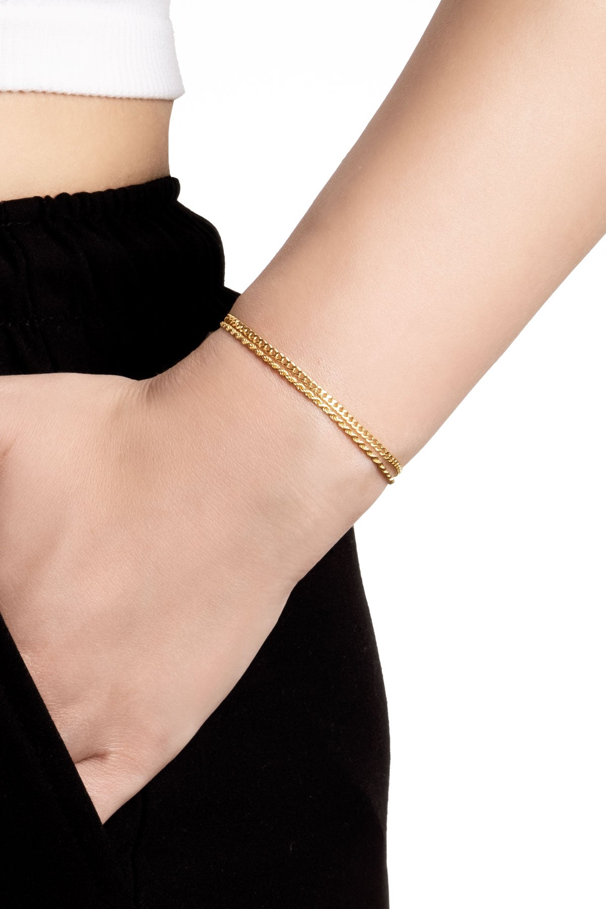 Italyan Elena 18 Ayar Sarı Altın Kaplama 19 Cm Gümüş Bileklik 5160484499