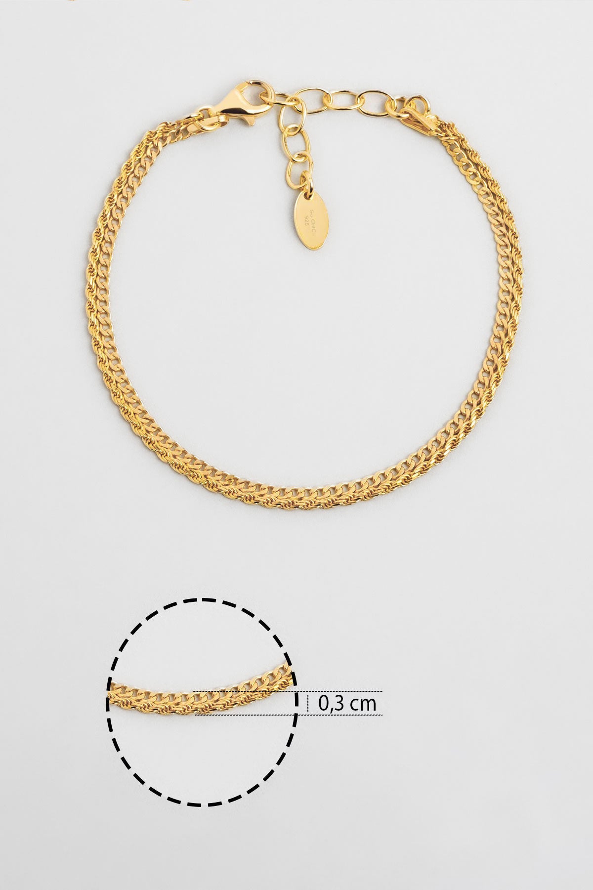 Italyan Elena 18 Ayar Sarı Altın Kaplama 19 Cm Gümüş Bileklik 5160484499